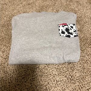 Simply Southern Gray Top with Black and White Pocket